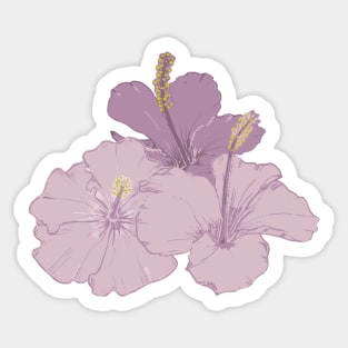 Purple hibiscus flowers Sticker